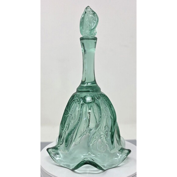 FENTON Glass Sea Mist Green Bell Paisley Swirl Ruffled Edge 7" Collectible Vtg - Picture 5 of 14